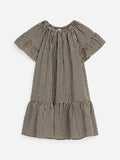 Cotton Muslin Frill Dress - Beige