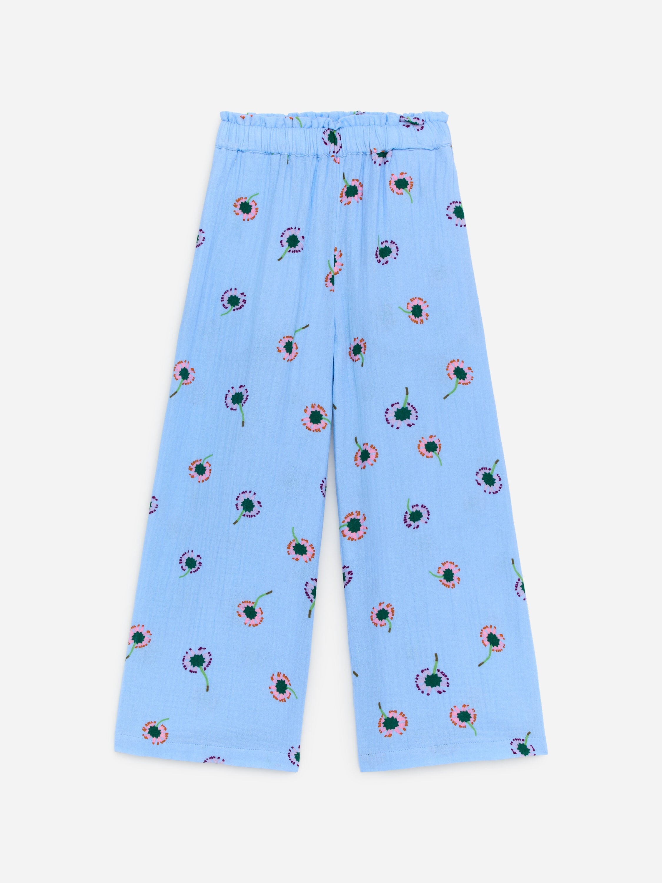 Relaxed Cotton Muslin Trousers - Blue