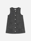 Sleeveless Denim Dress - Black