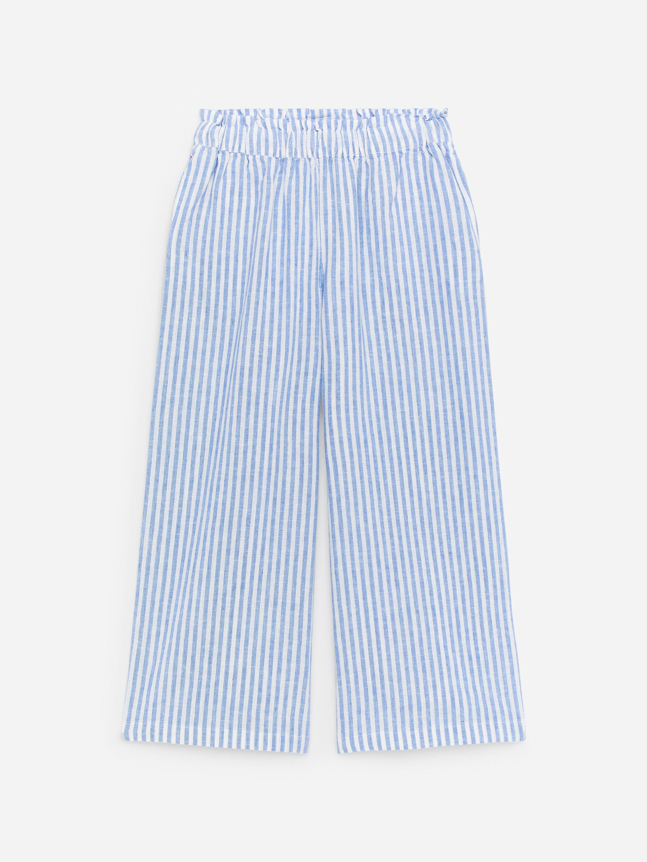 Relaxed Cotton-Linen Trousers - Blue
