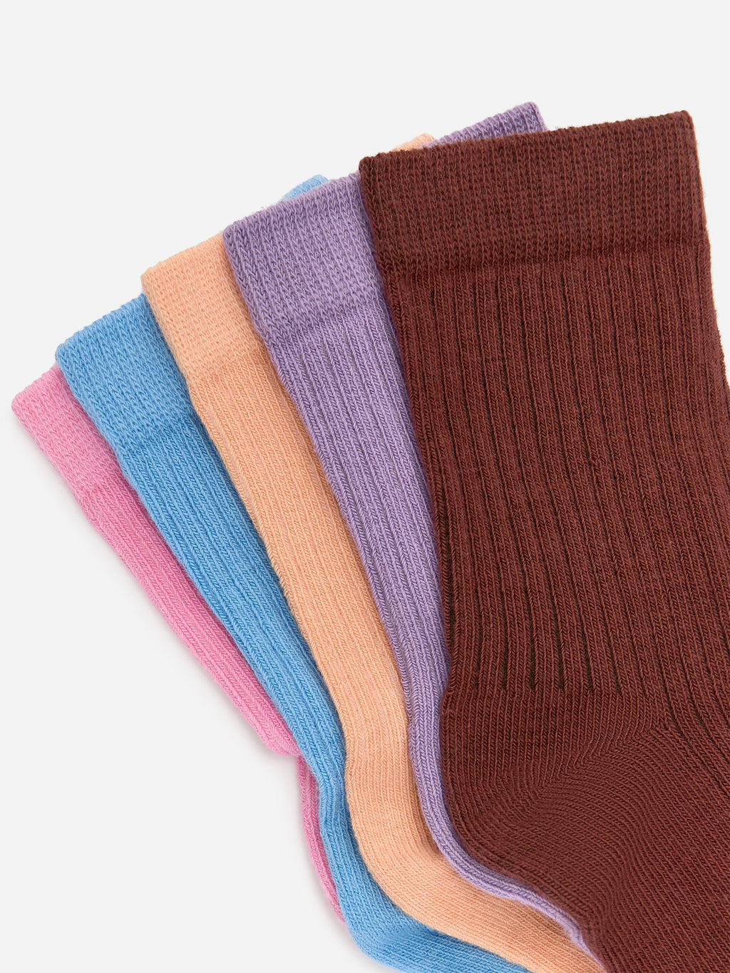 Rib Knit Socks, 5 Pairs - Orange - Image 2