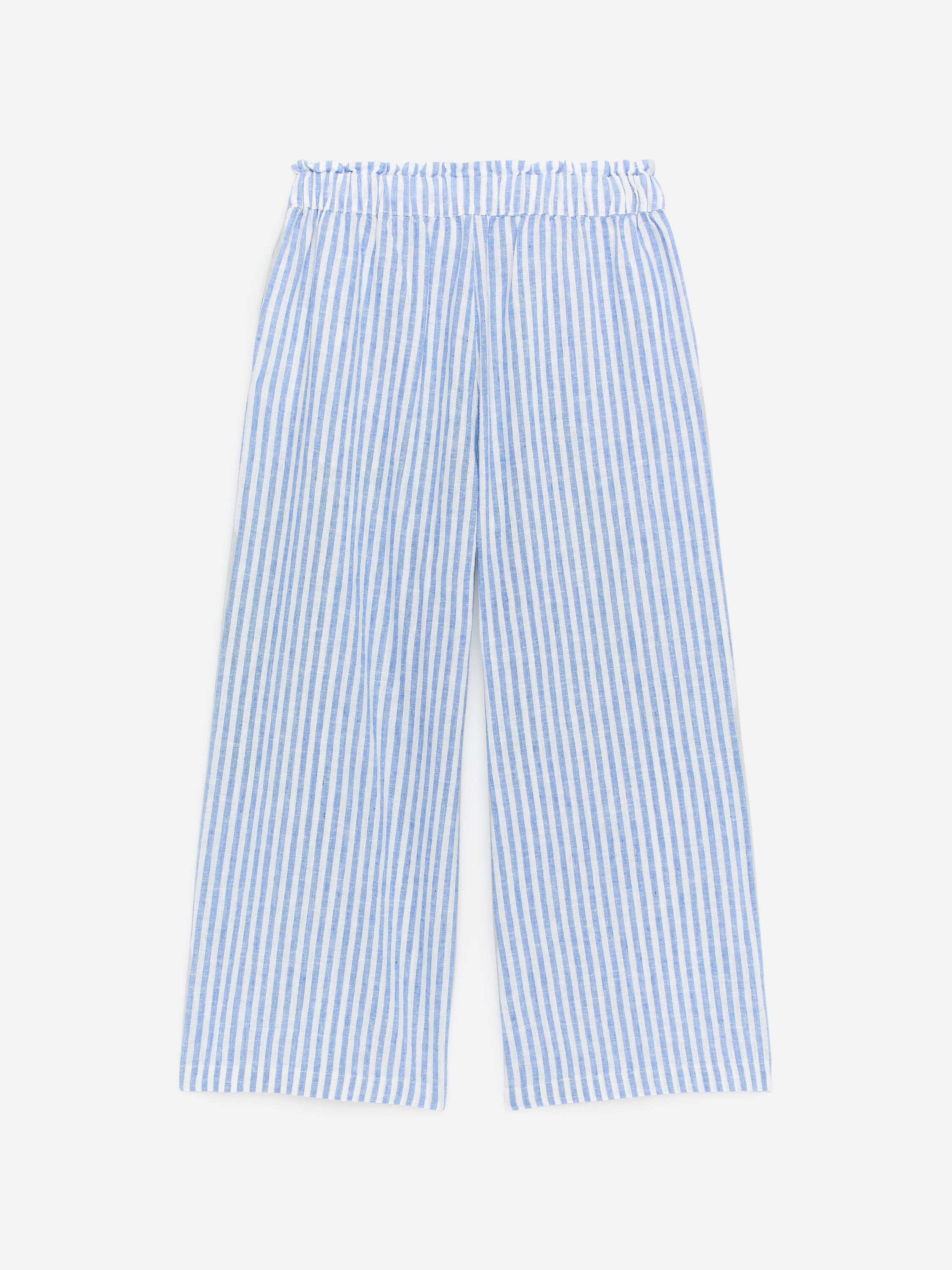 Relaxed Cotton-Linen Trousers - Blue - Image 2