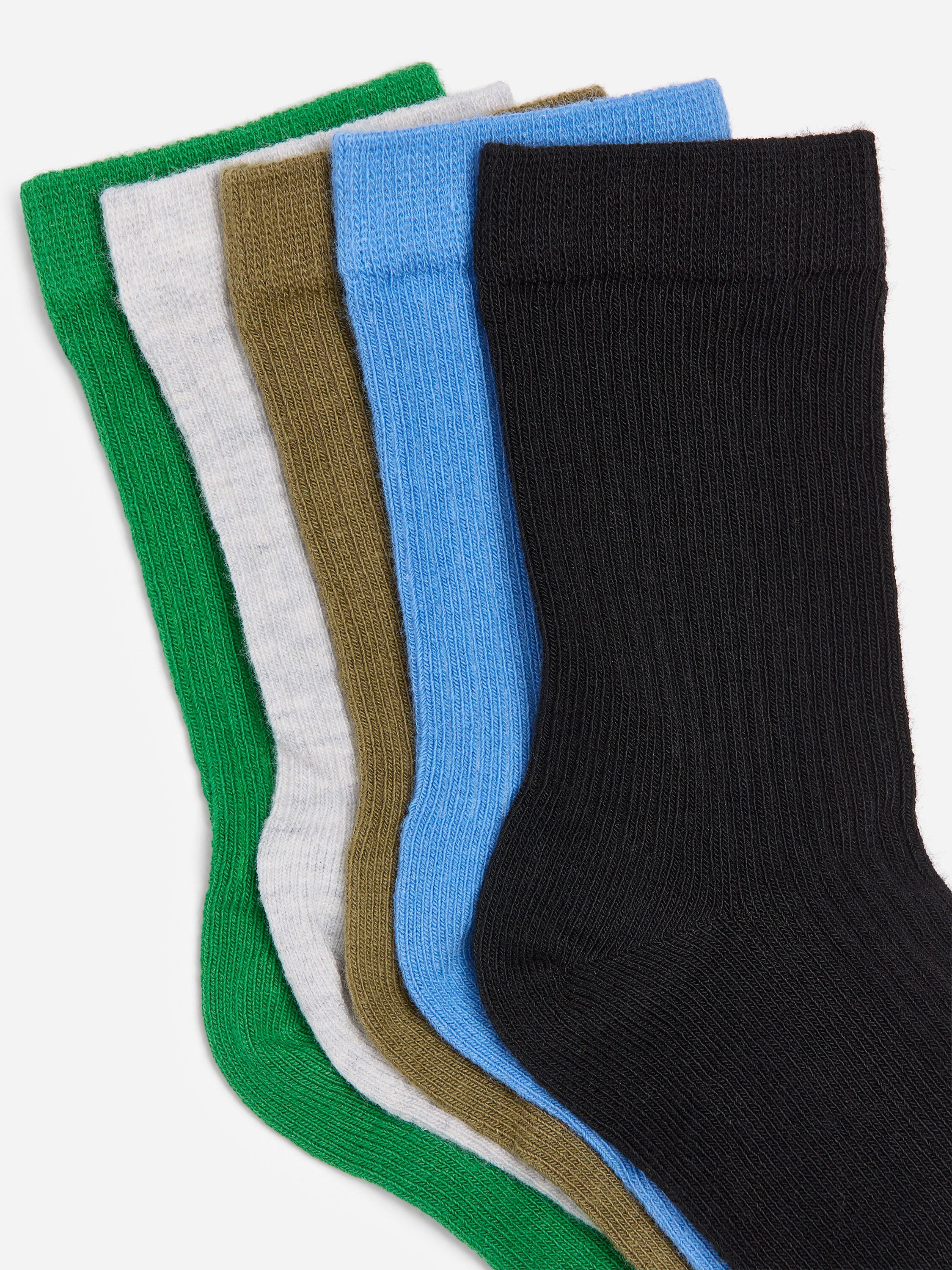 Rib Knit Socks, 5 Pairs - Green - Image 2