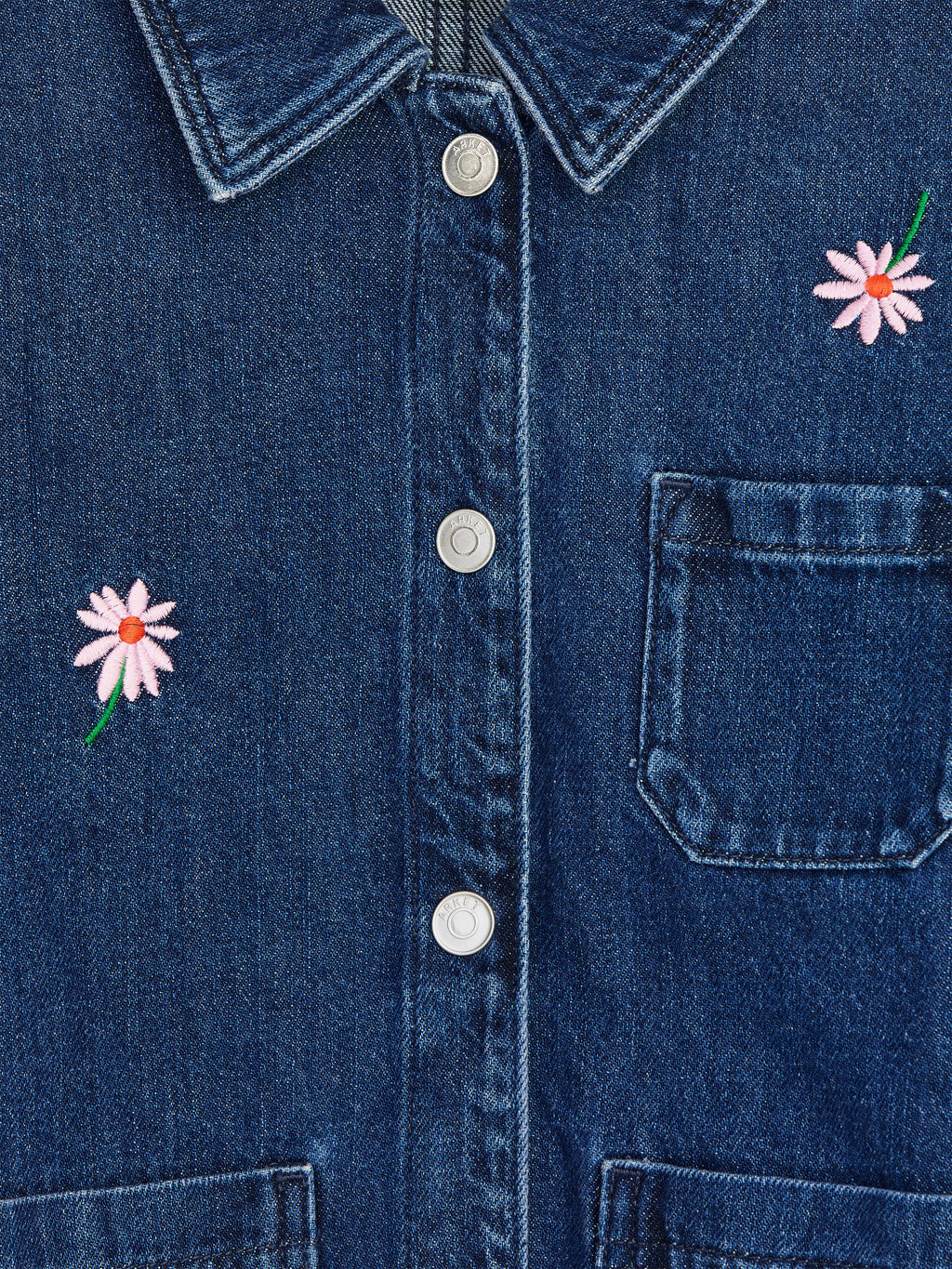 Embroidered Denim Workwear Jacket - Blue - Image 3