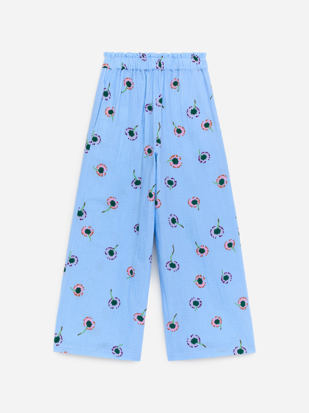 Relaxed Cotton Muslin Trousers - Blue - Image 2