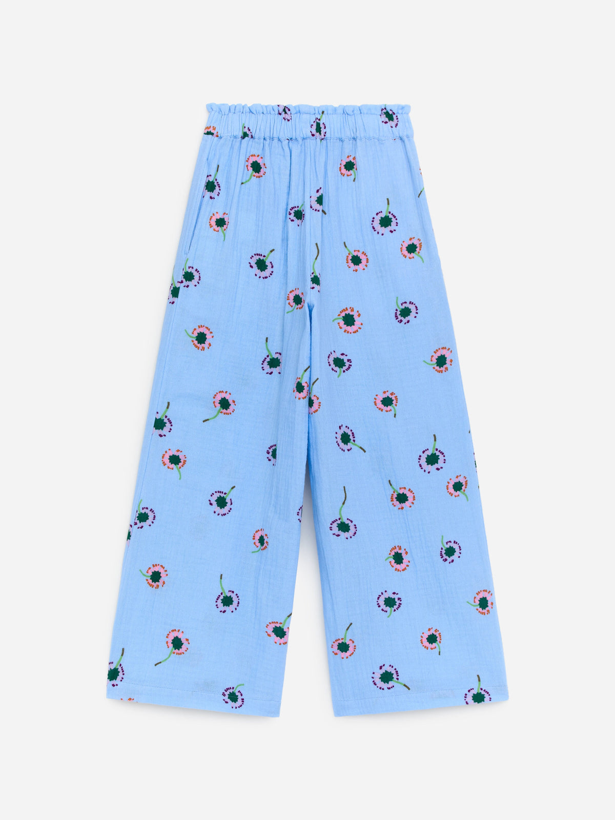 Relaxed Cotton Muslin Trousers - Blue - Image 2