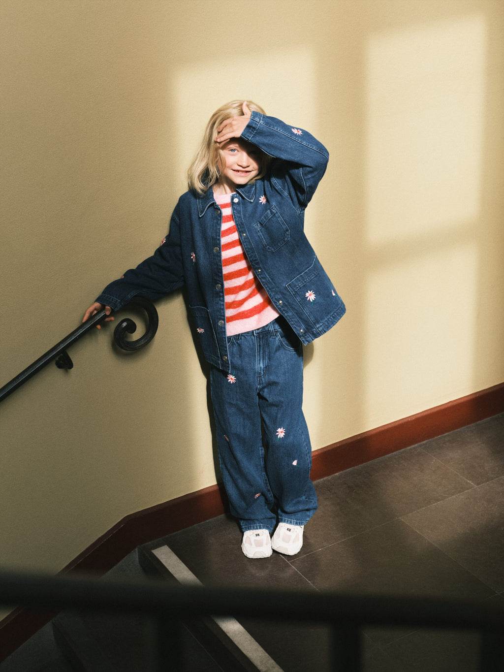 Embroidered Denim Workwear Jacket - Blue - Image 5