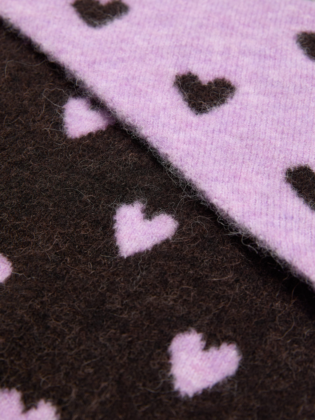 Knitted Wool Blend Scarf - Purple - Image 2