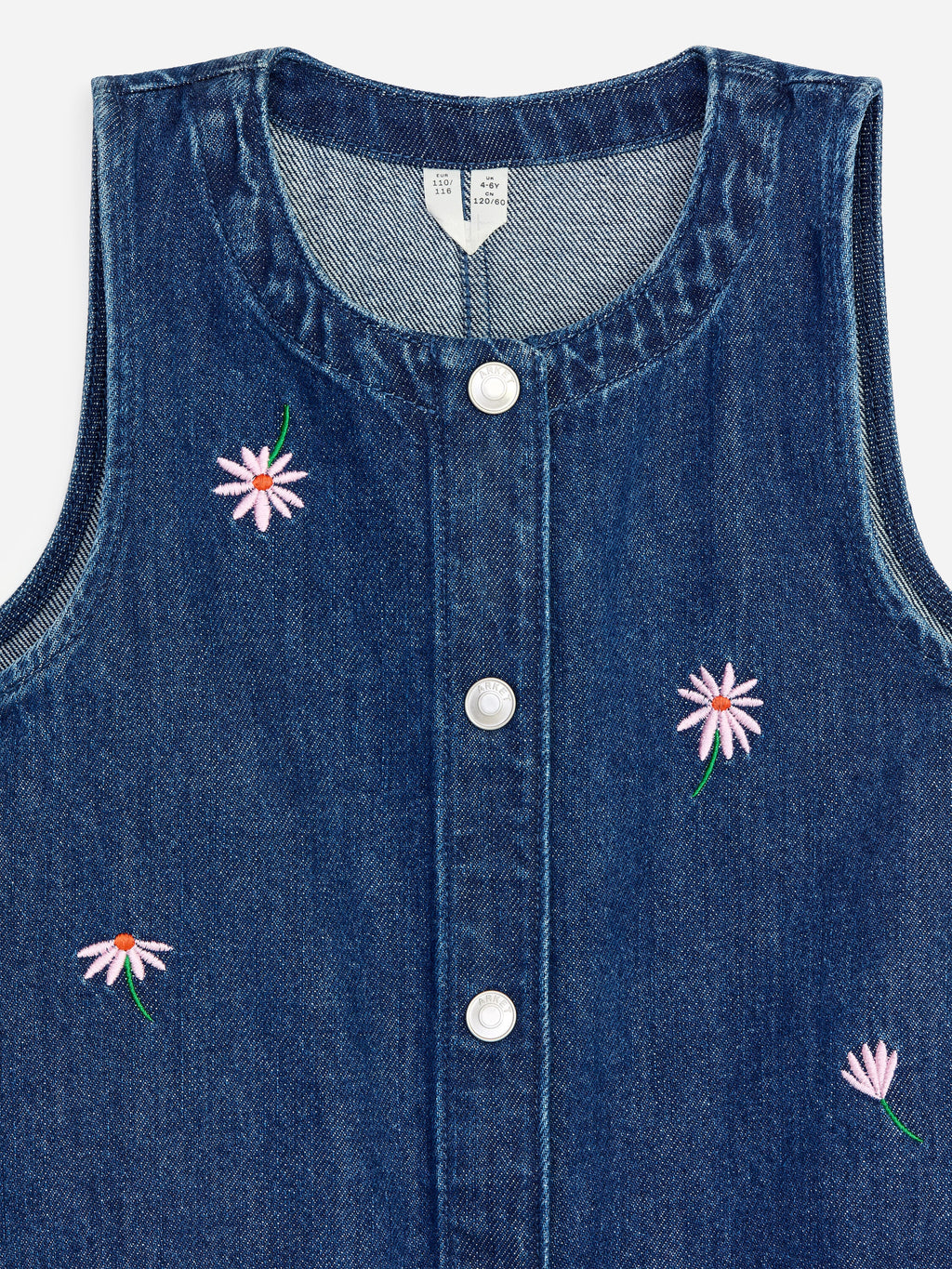 Embroidered Denim Dress - Blue - Image 3