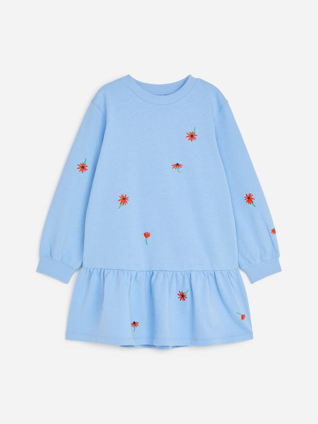 Embroidered Sweatshirt Dress - Blue