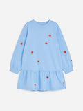 Embroidered Sweatshirt Dress - Blue