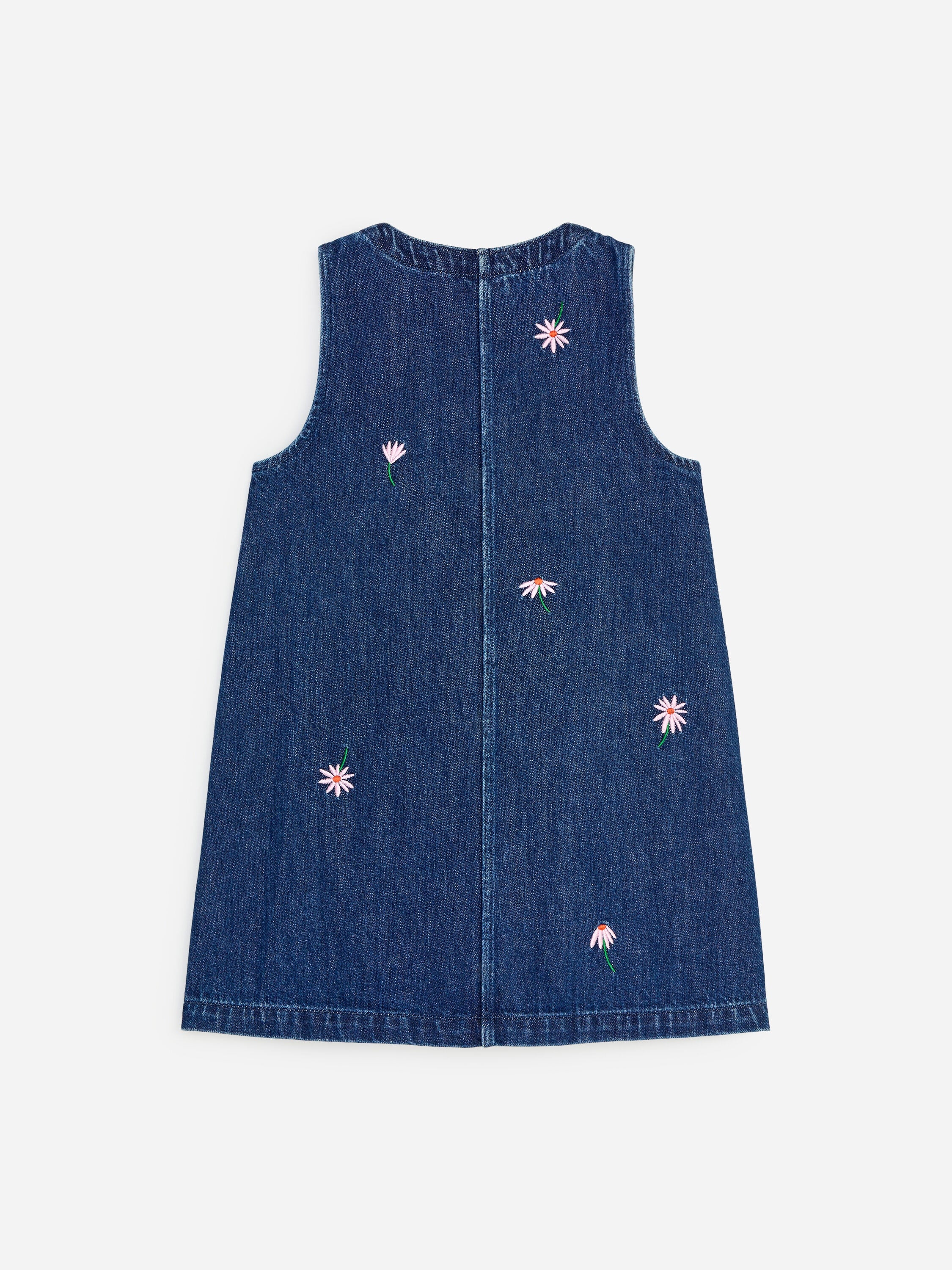 Embroidered Denim Dress - Blue - Image 2
