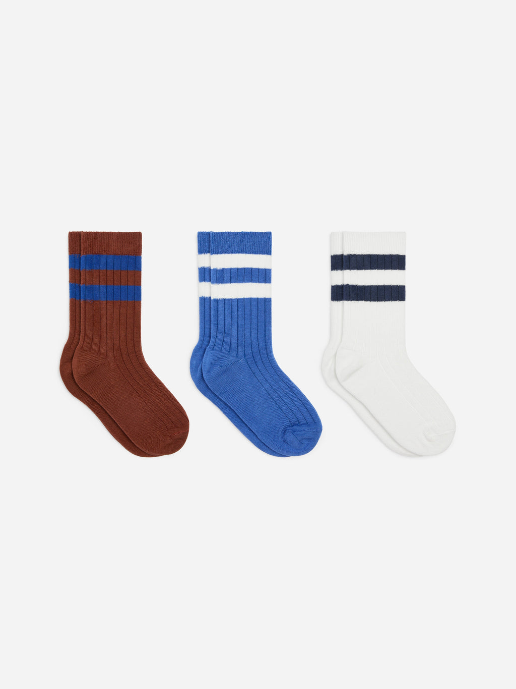 Rib Knit Socks Set of 3 - Blue