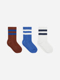 Rib Knit Socks Set of 3 - Blue