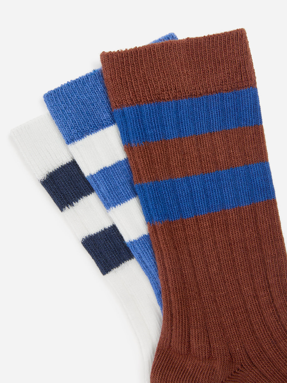 Rib Knit Socks Set of 3 - Blue - Image 2