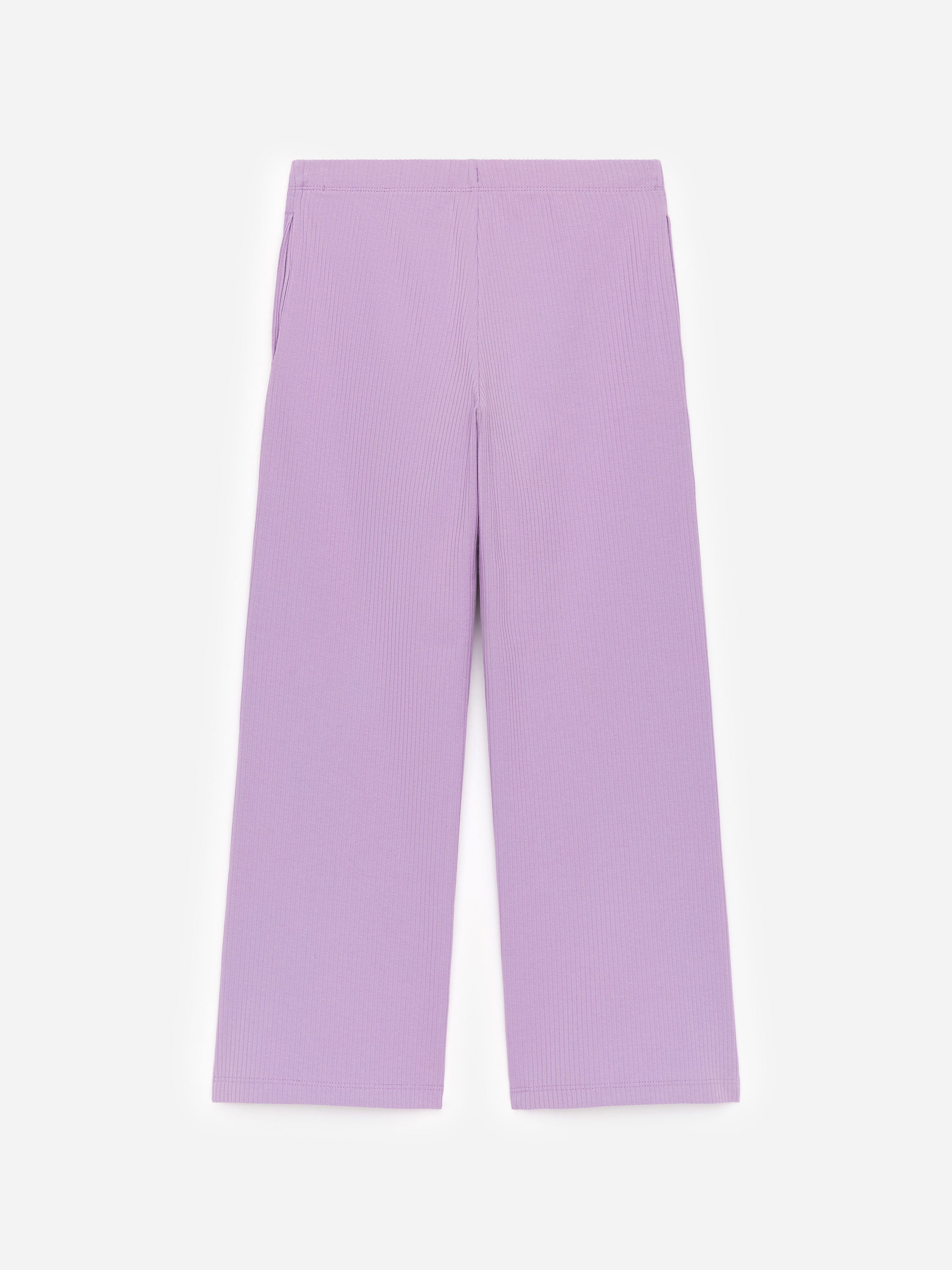 Rib Cotton Trousers - Purple - Image 2