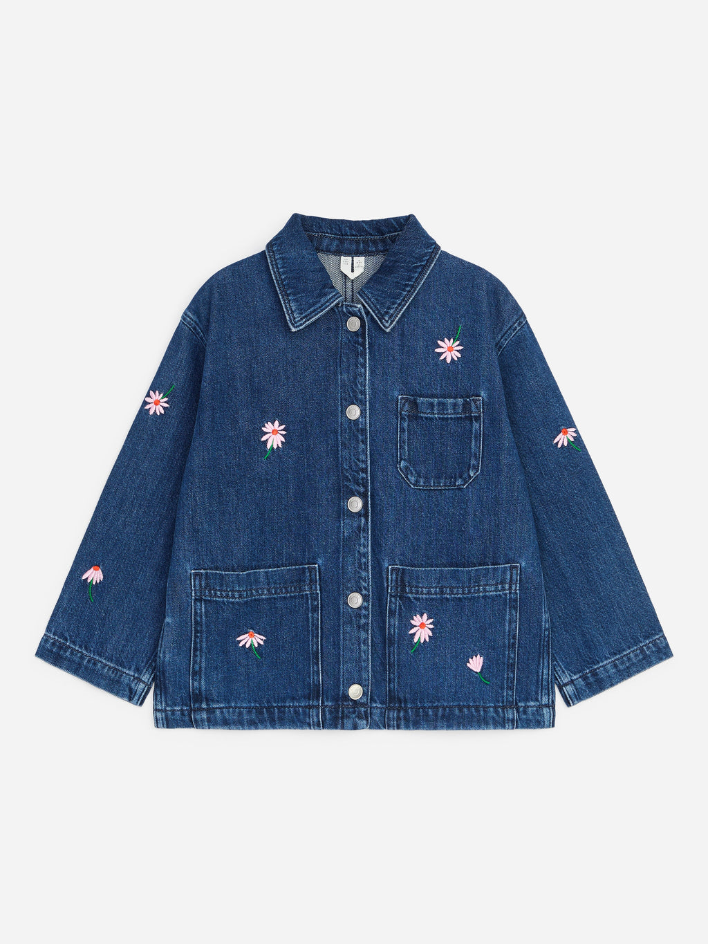 Embroidered Denim Workwear Jacket - Blue