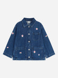 Embroidered Denim Workwear Jacket - Blue